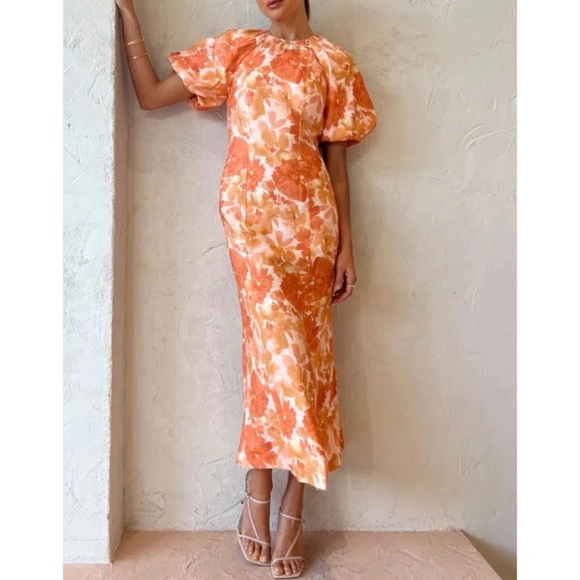 Significant Other  Elena Midi Dress In Scarlet Poppy NEW - Picture 1 of 10